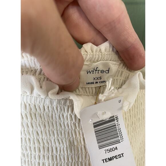 Wilfred Dress Womens Size XXS NEW Tempest Birch Smocked Mini Milkmaid Coquette - Picture 5 of 15